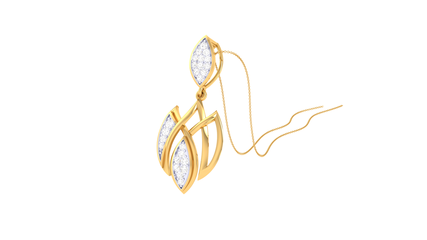 Twinkling Bloom Gold Pendent - 0.16 Ct Brilliant Cut Diamonds