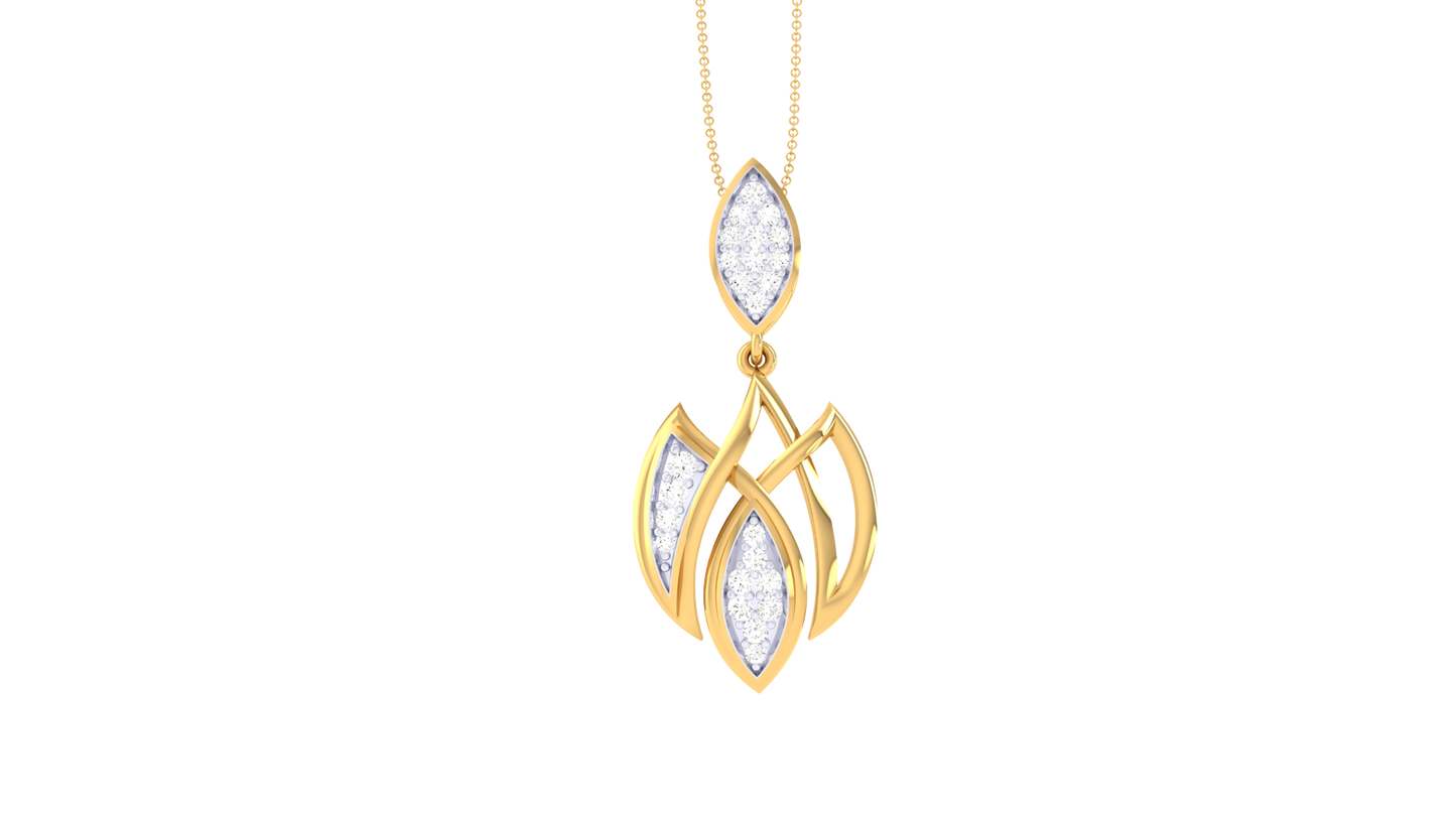 Twinkling Bloom Gold Pendent - 0.16 Ct Brilliant Cut Diamonds