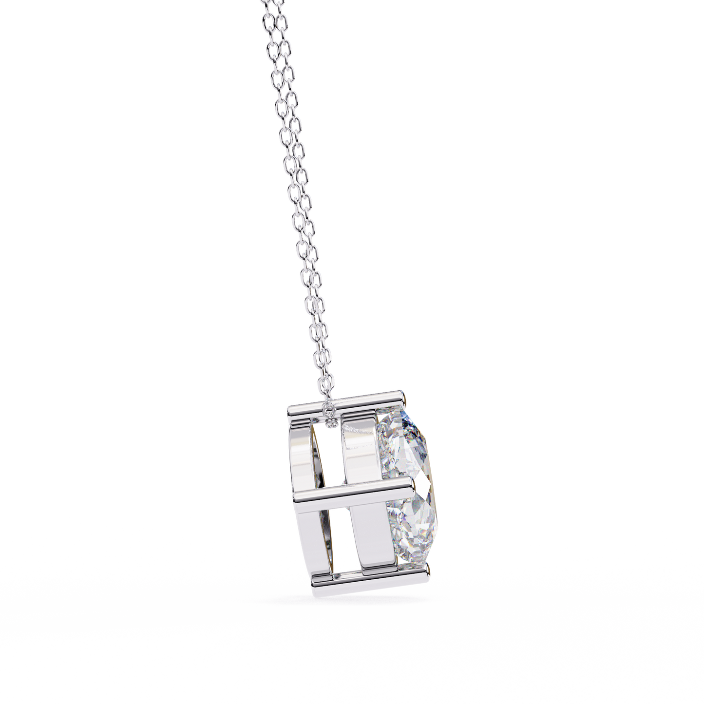 Sophisticated Brilliance: 2.32ct Compass-Set Cushion Cut Diamond Pendant