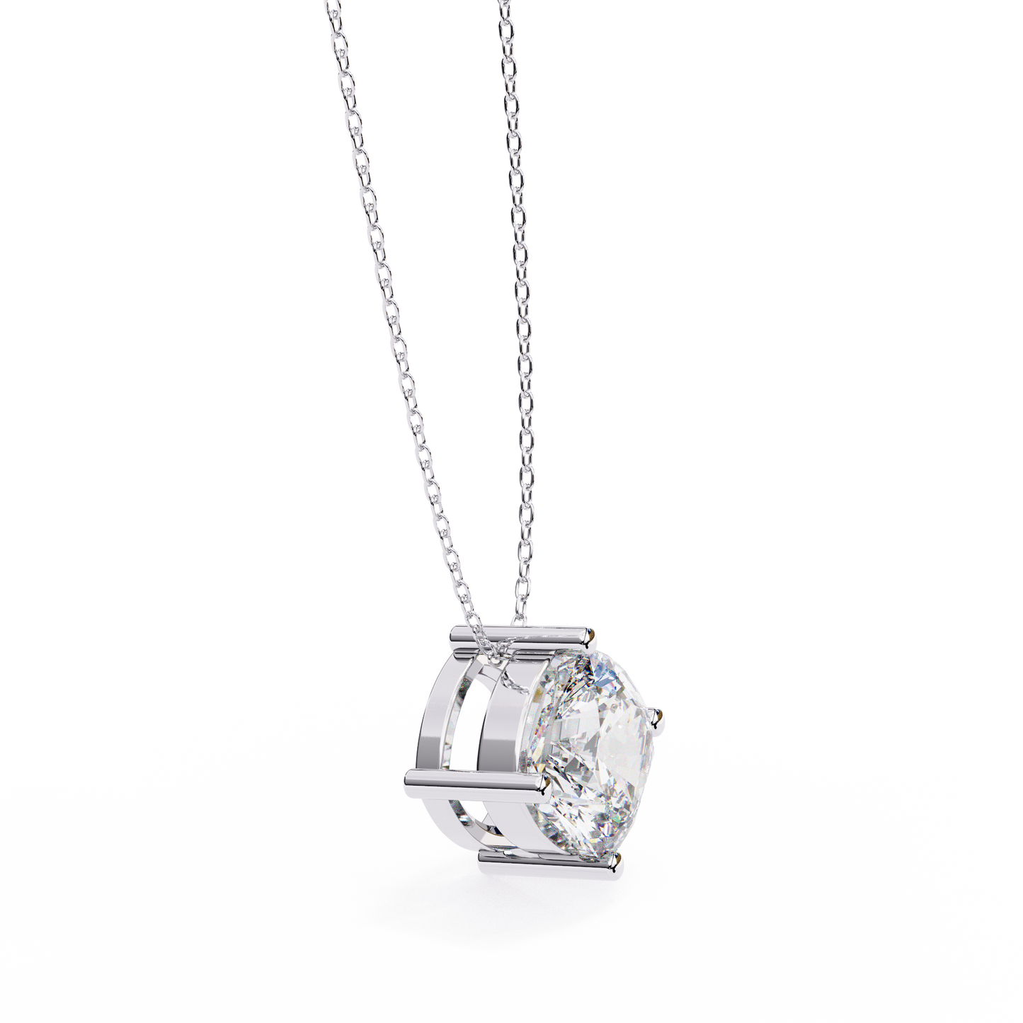 Sophisticated Brilliance: 2.32ct Compass-Set Cushion Cut Diamond Pendant
