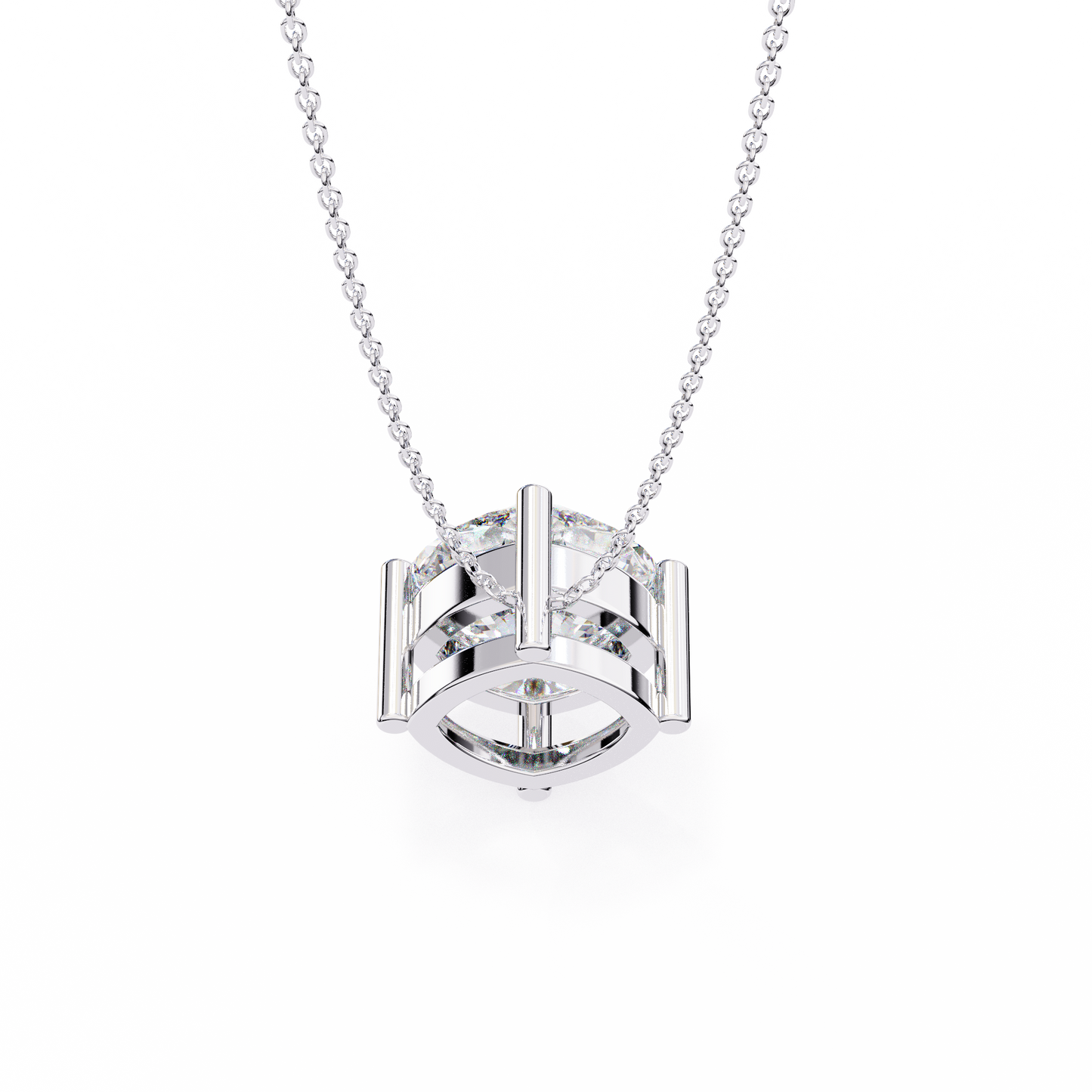 Sophisticated Brilliance: 2.32ct Compass-Set Cushion Cut Diamond Pendant