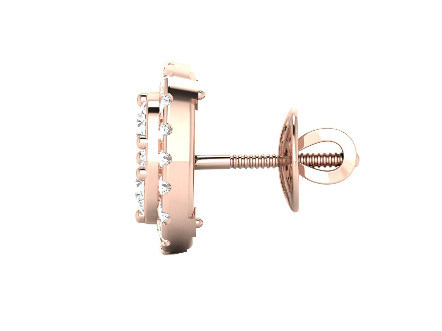 Square Halo Cluster Studs Earrings In Rose Gold - 1.41 Ct Round Brilliant Cut Diamonds