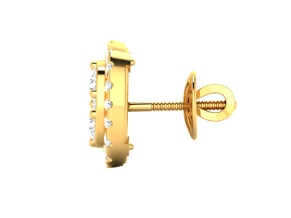 Square Halo Cluster Studs Earrings In Rose Gold - 1.41 Ct Round Brilliant Cut Diamonds