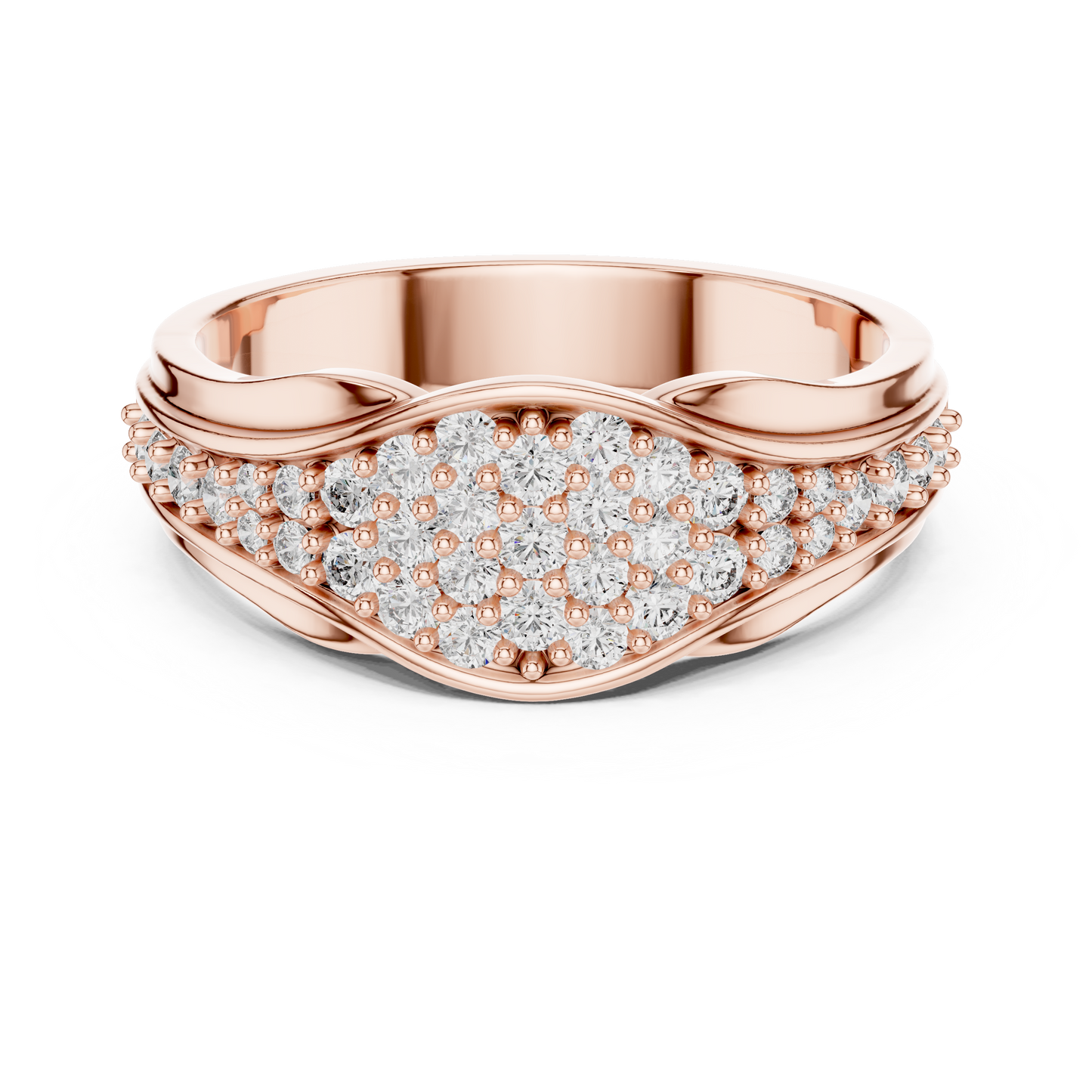 Round Diamond Cluster Statement Ring in Yellow Gold