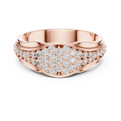 Round Diamond Cluster Statement Ring in Yellow Gold