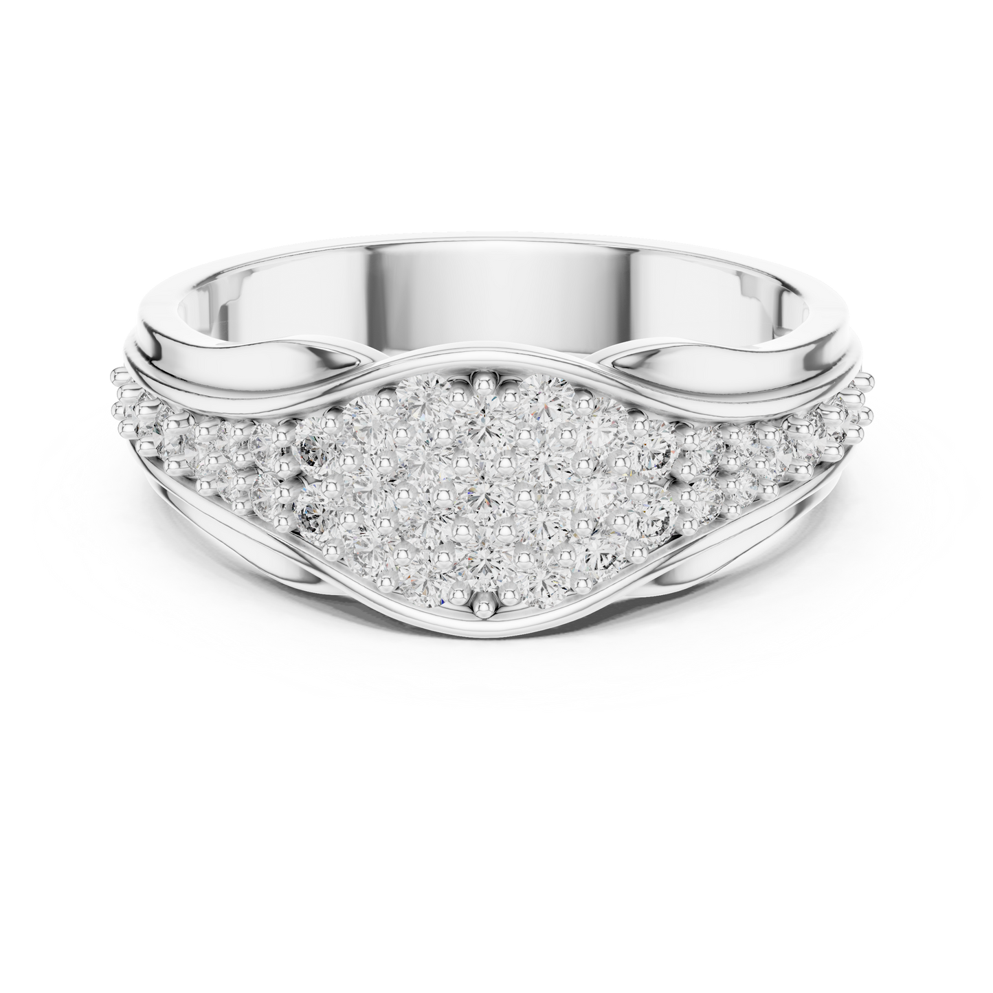 Round Diamond Cluster Statement Ring in Yellow Gold