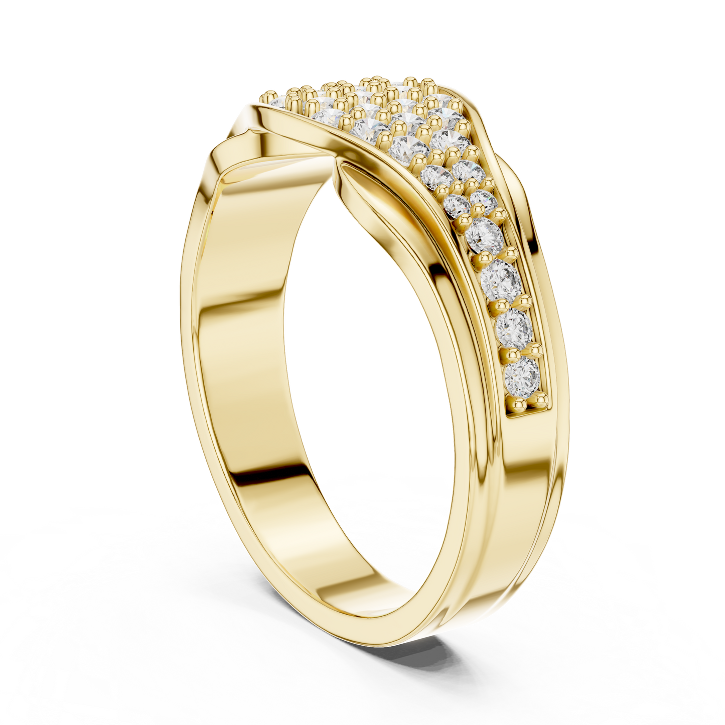 Round Diamond Cluster Statement Ring in Yellow Gold