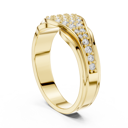 Round Diamond Cluster Statement Ring in Yellow Gold