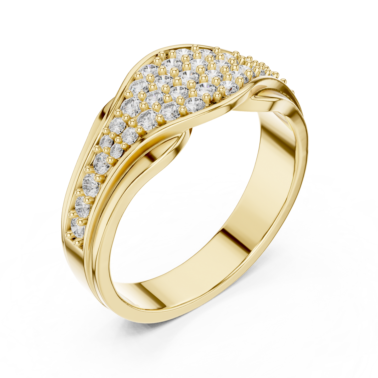 Round Diamond Cluster Statement Ring in Yellow Gold