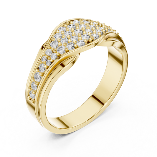 Round Diamond Cluster Statement Ring in Yellow Gold