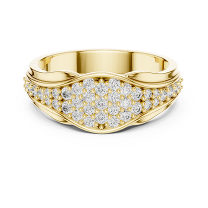 Round Diamond Cluster Statement Ring in Yellow Gold