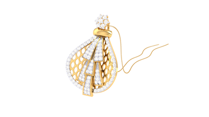 Glamming Wave Pendent In Yellow Gold - 0.74 Ct Brilliant Cut Diamonds