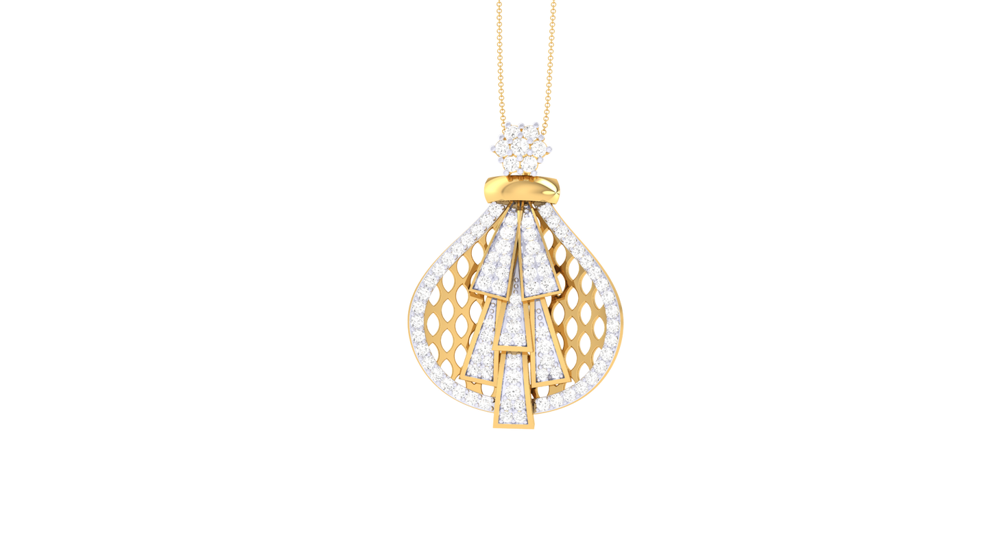 Glamming Wave Pendent In Yellow Gold - 0.74 Ct Brilliant Cut Diamonds