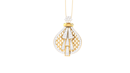 Glamming Wave Pendent In Yellow Gold - 0.74 Ct Brilliant Cut Diamonds