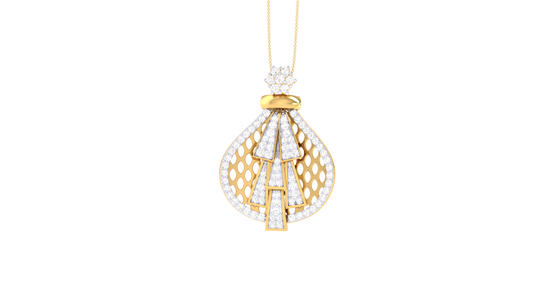 Glamming Wave Pendent In Yellow Gold - 0.74 Ct Brilliant Cut Diamonds