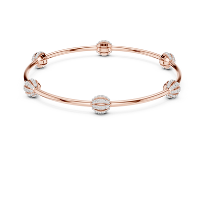 1.26CTW Ribbed Diamond Ball Station Bangle - Yellow Gold Bracelet