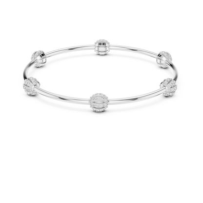 1.26CTW Ribbed Diamond Ball Station Bangle - Yellow Gold Bracelet