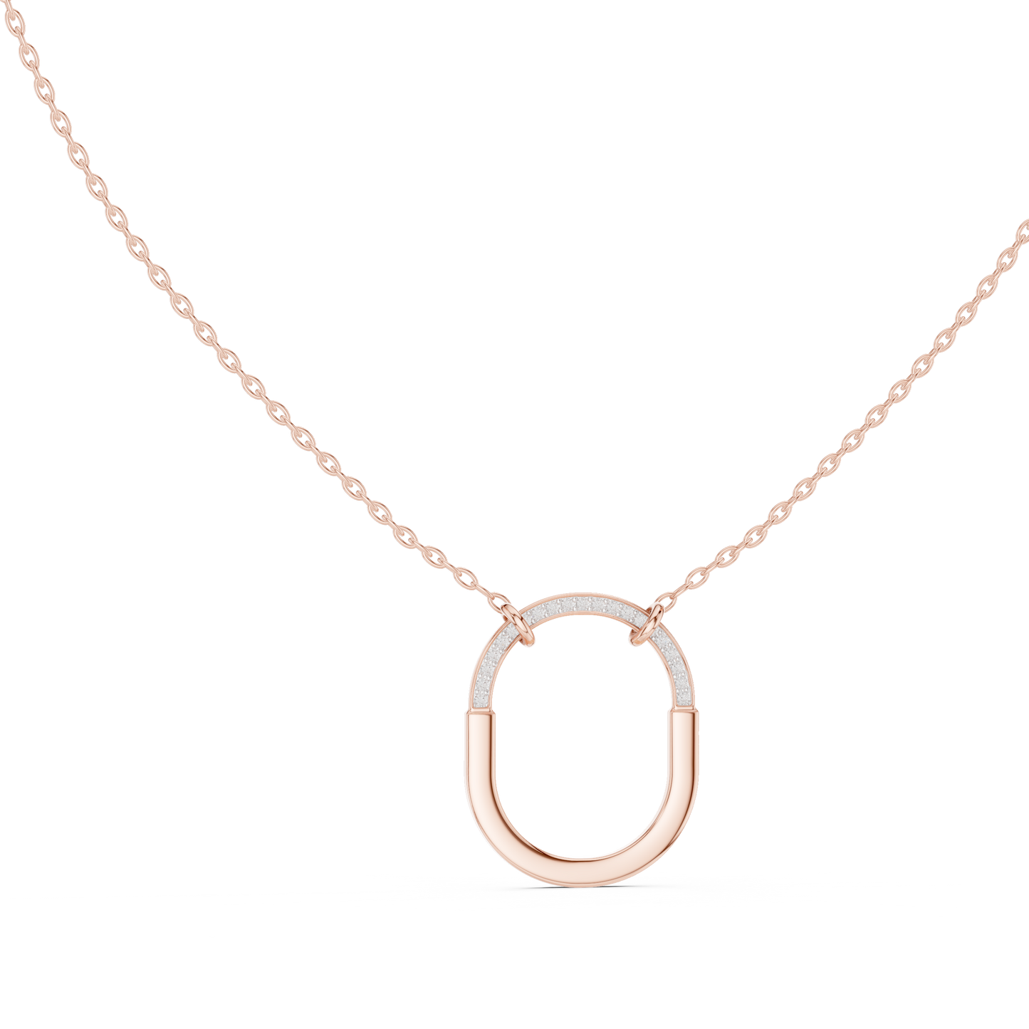 Gold Oval Link Pendant with Diamond Pavé Arch : 0.11CTW
