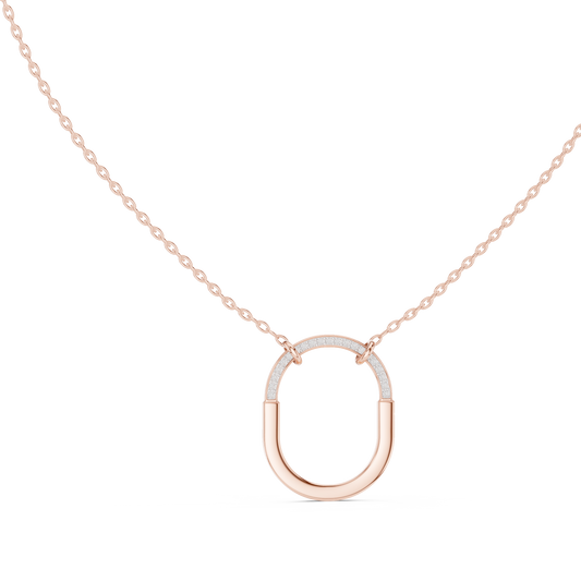Gold Oval Link Pendant with Diamond Pavé Arch : 0.11CTW