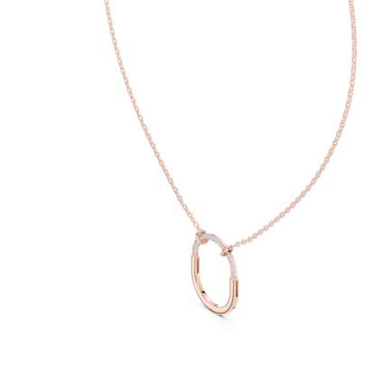 Gold Oval Link Pendant with Diamond Pavé Arch : 0.11CTW