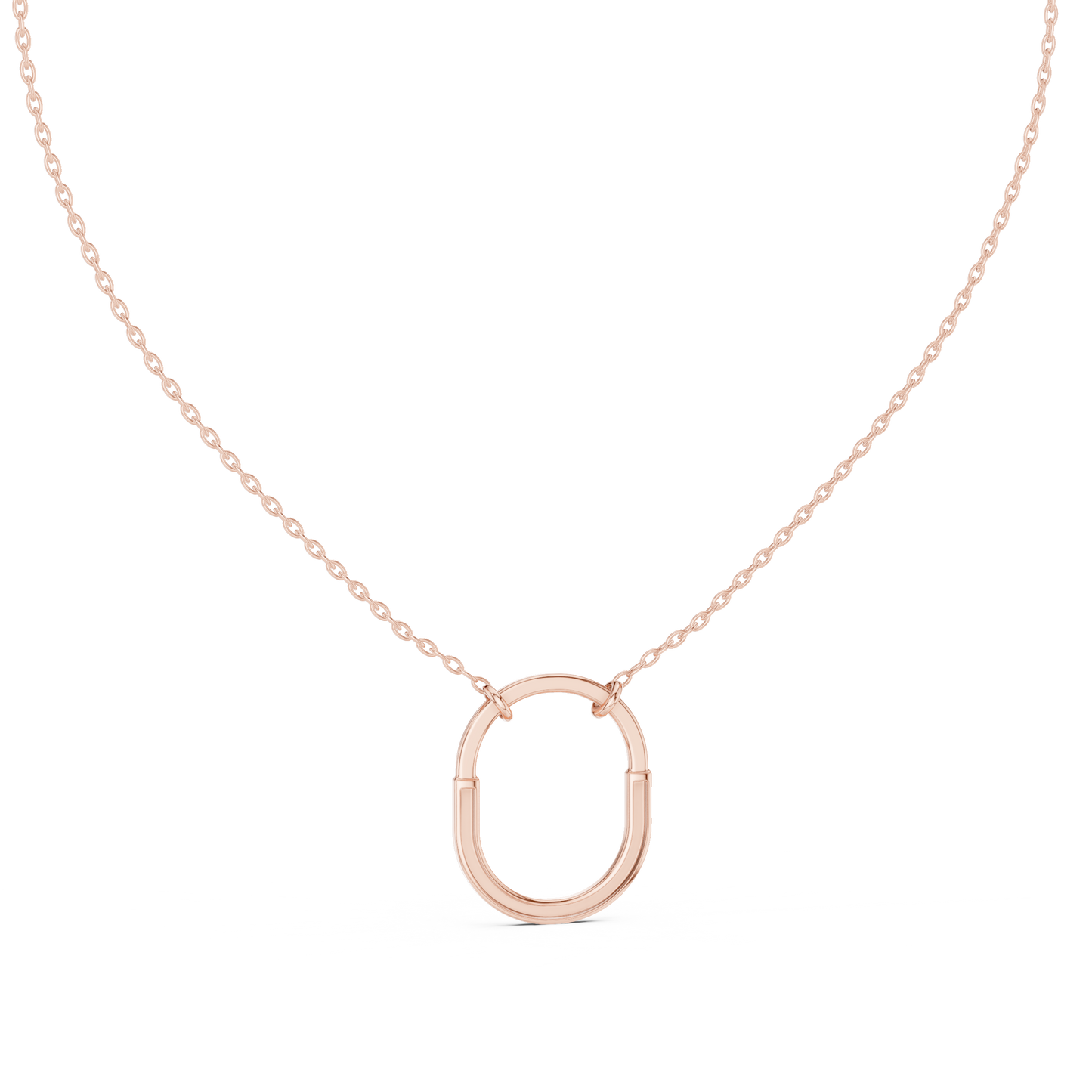 Gold Oval Link Pendant with Diamond Pavé Arch : 0.11CTW