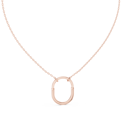 Gold Oval Link Pendant with Diamond Pavé Arch : 0.11CTW