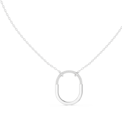 Gold Oval Link Pendant with Diamond Pavé Arch : 0.11CTW