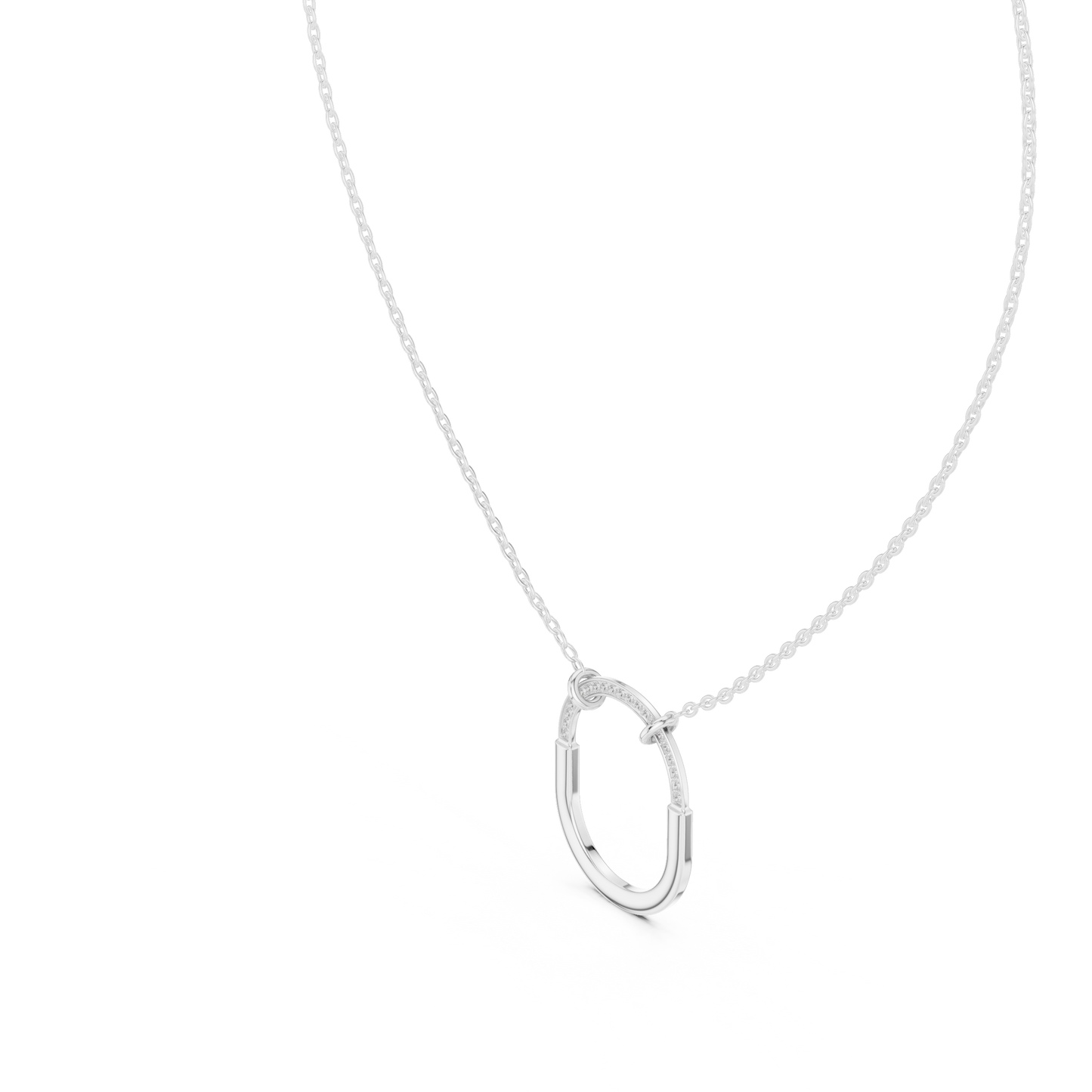 Gold Oval Link Pendant with Diamond Pavé Arch : 0.11CTW