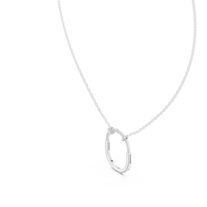 Gold Oval Link Pendant with Diamond Pavé Arch : 0.11CTW