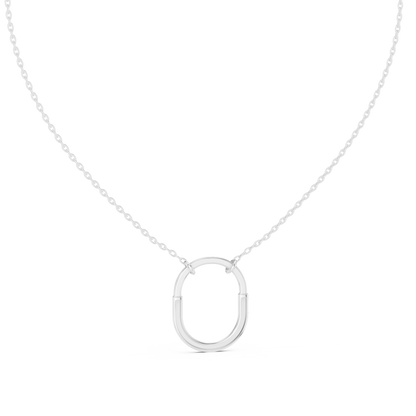 Gold Oval Link Pendant with Diamond Pavé Arch : 0.11CTW