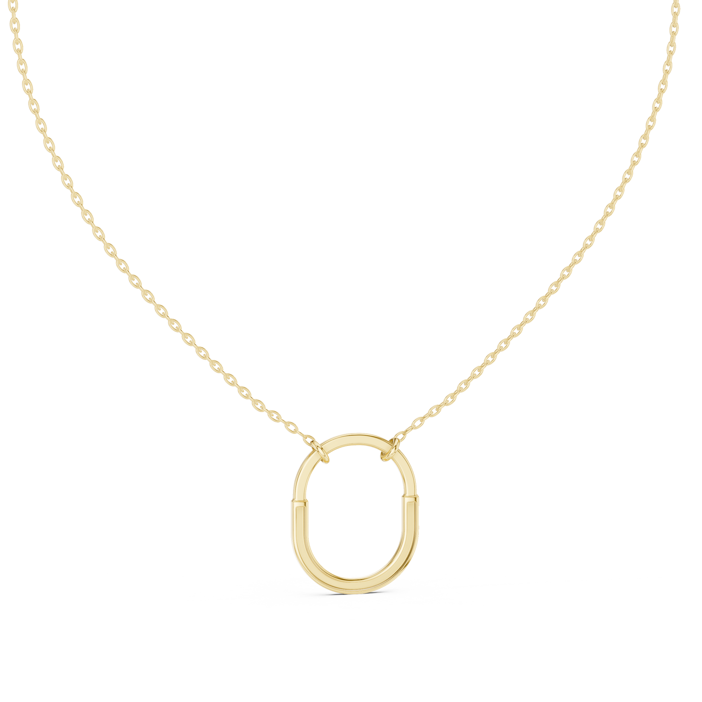 Gold Oval Link Pendant with Diamond Pavé Arch : 0.11CTW