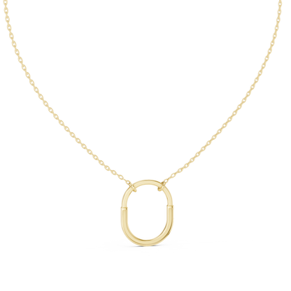 Gold Oval Link Pendant with Diamond Pavé Arch : 0.11CTW