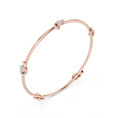 0.51CTW Infinity Knot Floral Diamond Station Bangle - Yellow Gold