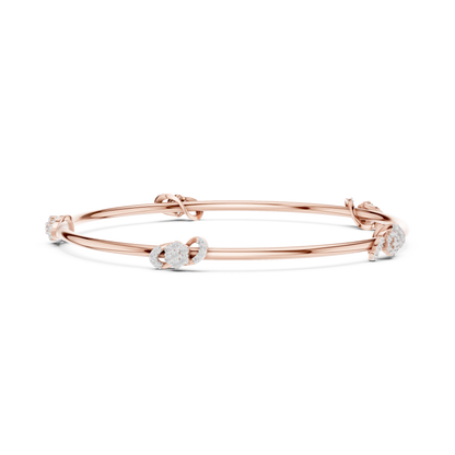 0.51CTW Infinity Knot Floral Diamond Station Bangle - Yellow Gold