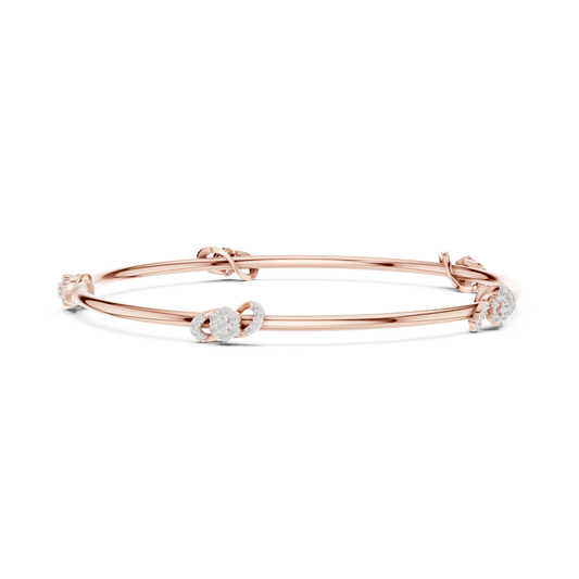 0.51 Carat Infinity Knot Floral Diamond Station Bangle - Yellow Gold