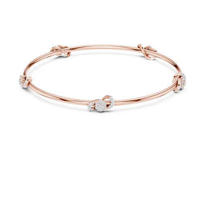 0.51CTW Infinity Knot Floral Diamond Station Bangle - Yellow Gold