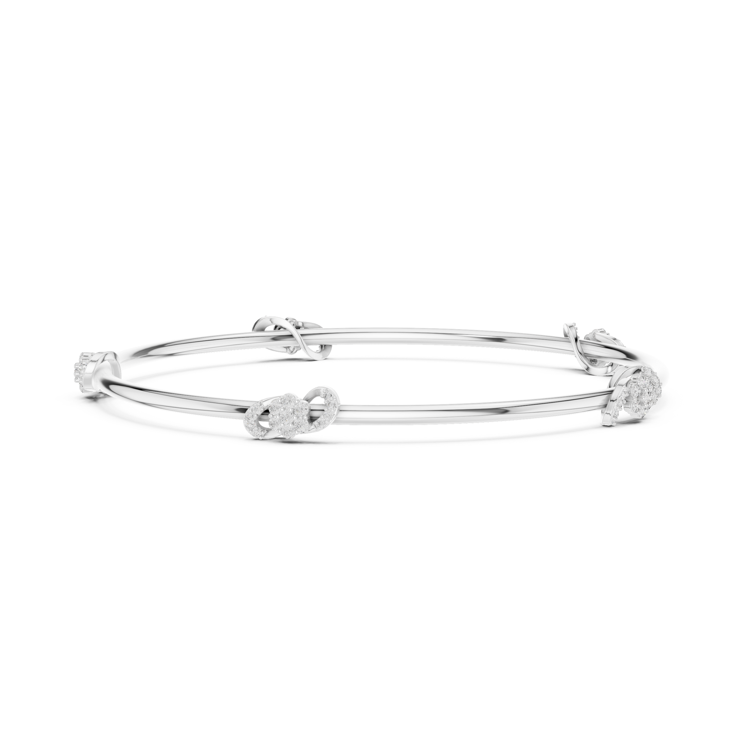 0.51CTW Infinity Knot Floral Diamond Station Bangle - Yellow Gold