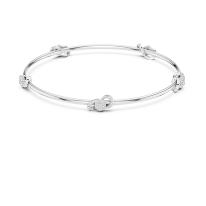 0.51CTW Infinity Knot Floral Diamond Station Bangle - Yellow Gold