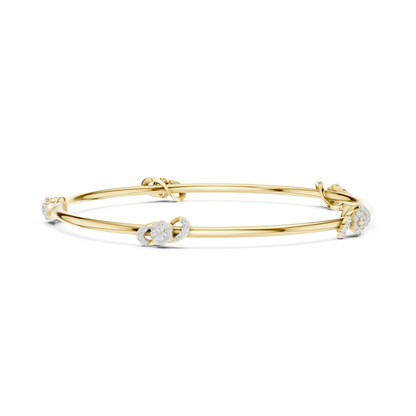 0.51CTW Infinity Knot Floral Diamond Station Bangle - Yellow Gold