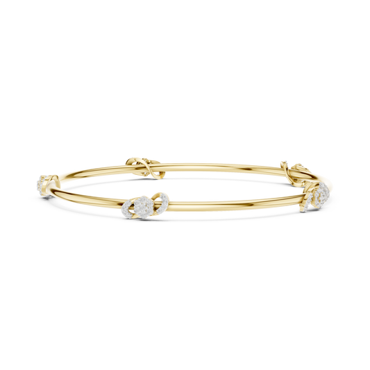 0.51 Carat Infinity Knot Floral Diamond Station Bangle - Yellow Gold