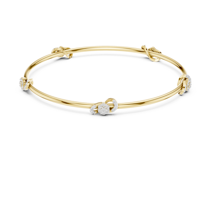 0.51CTW Infinity Knot Floral Diamond Station Bangle - Yellow Gold