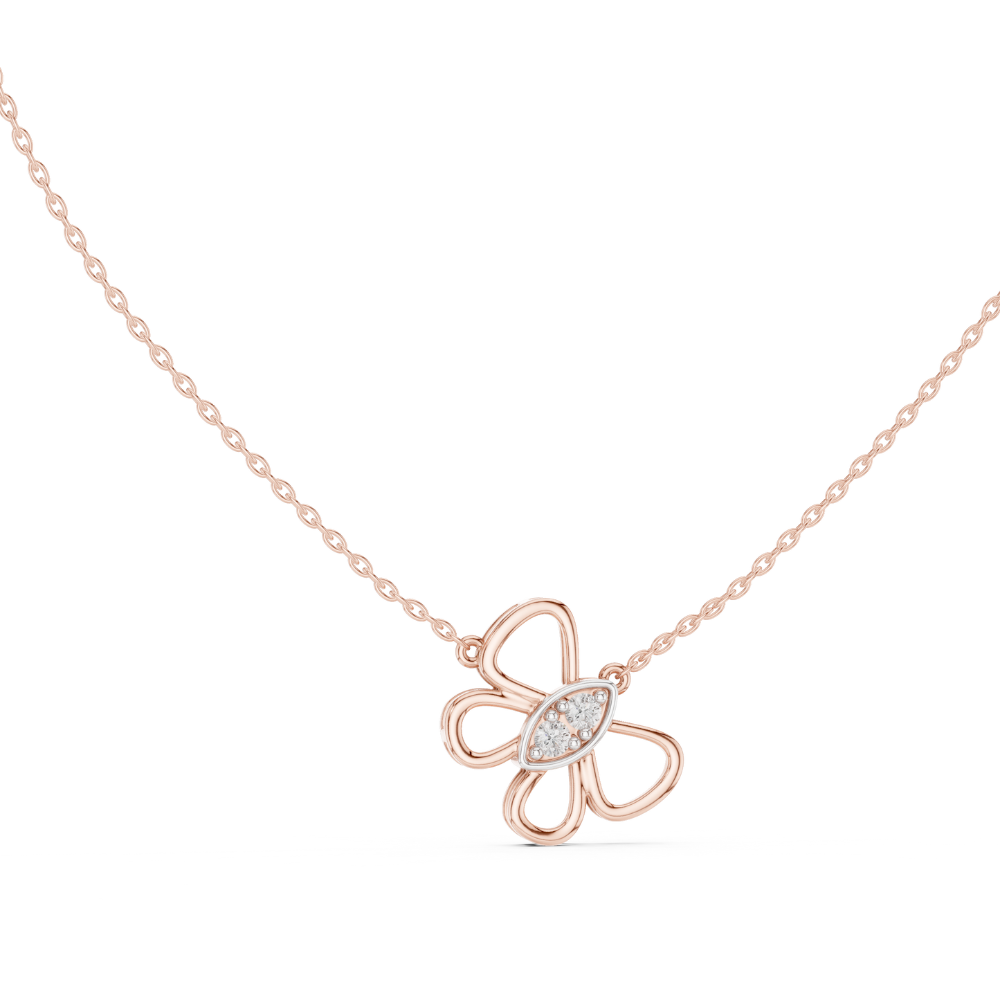 Sparkling Butterfly Bloom Pendant in Gold : 0.16CTW Round Diamonds