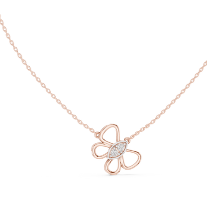 Sparkling Butterfly Bloom Pendant in Gold : 0.16CTW Round Diamonds