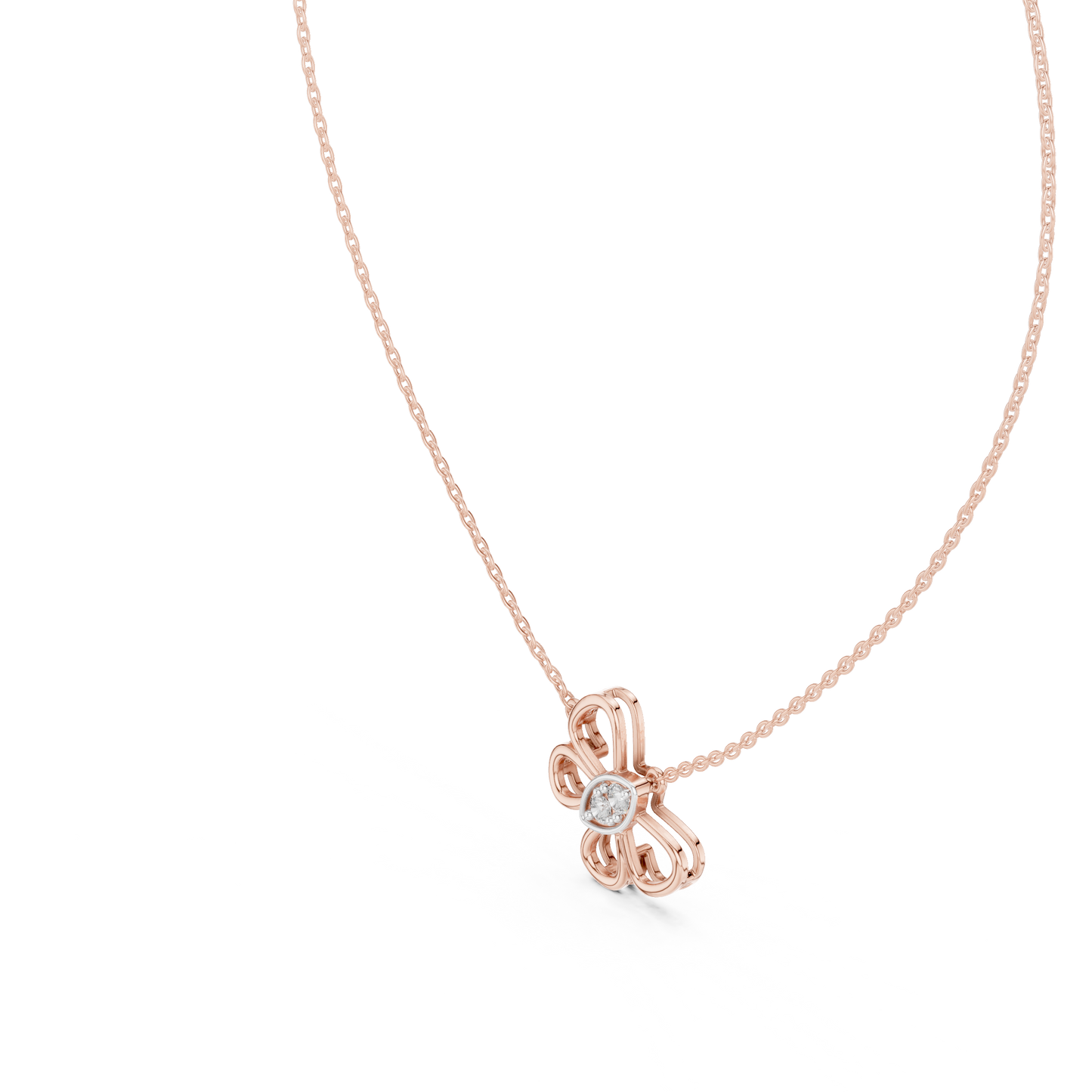 Sparkling Butterfly Bloom Pendant in Gold : 0.16CTW Round Diamonds