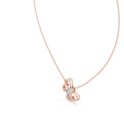 Sparkling Butterfly Bloom Pendant in Gold : 0.16CTW Round Diamonds