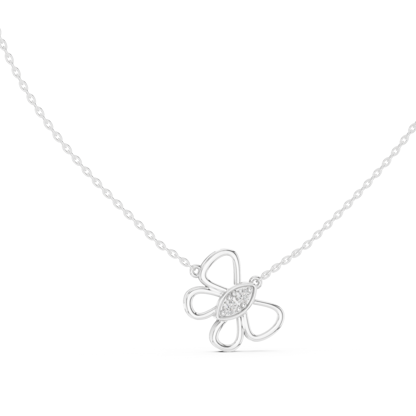 Sparkling Butterfly Bloom Pendant in Gold : 0.16CTW Round Diamonds