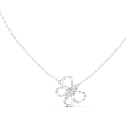 Sparkling Butterfly Bloom Pendant in Gold : 0.16CTW Round Diamonds