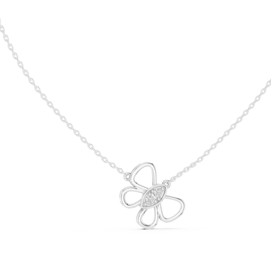 Sparkling Butterfly Bloom Pendant in Gold : 0.16CTW Round Diamonds
