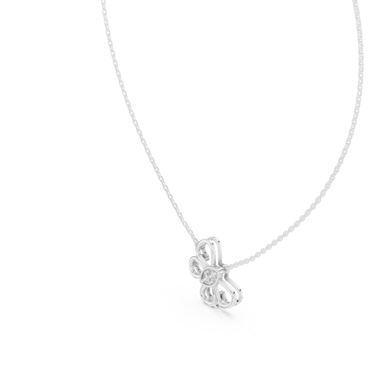 Sparkling Butterfly Bloom Pendant in Gold : 0.16CTW Round Diamonds