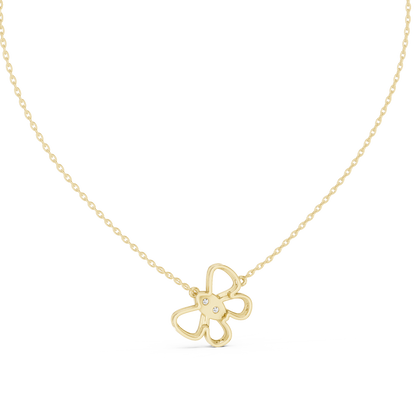 Sparkling Butterfly Bloom Pendant in Gold : 0.16CTW Round Diamonds